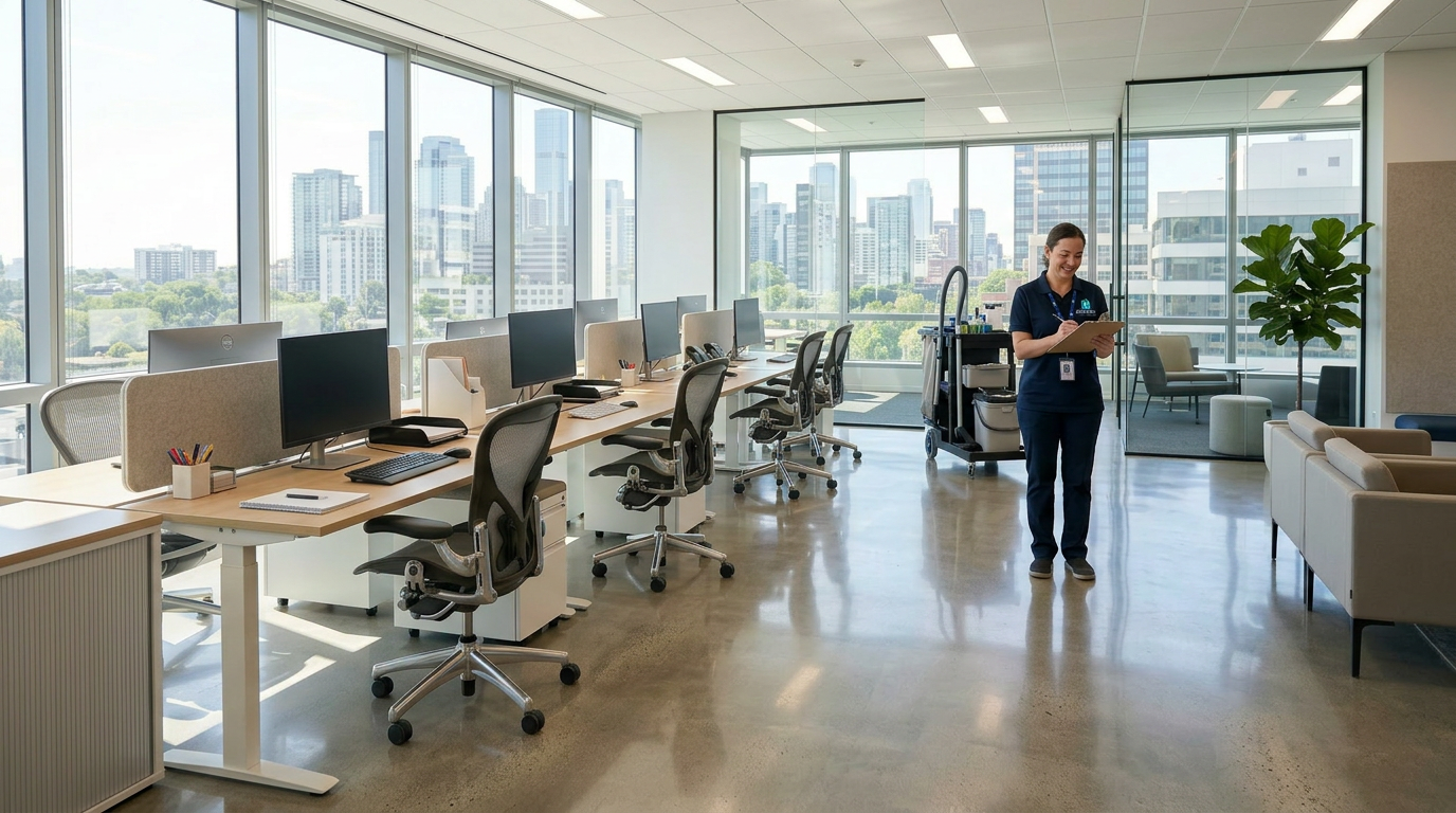 Polished office lobby — DestiNeat commercial cleaning Las Vegas